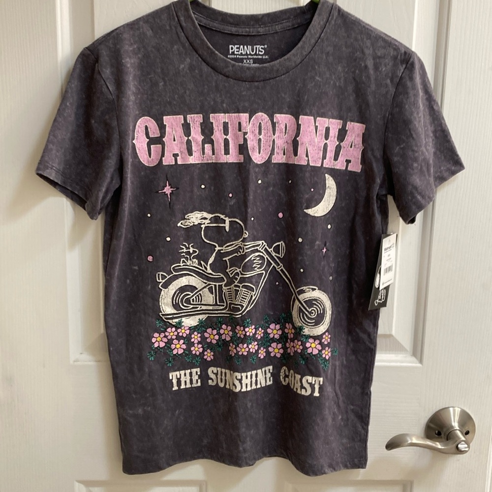 Snoopy Peanuts California t-shirt shirt motorcycle vintage style shirt XXS NWT